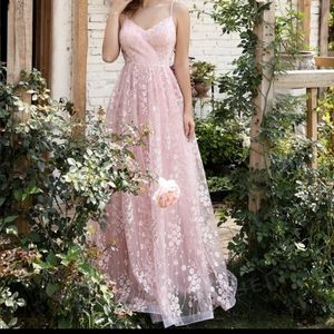 Shein Light Pink Floral Maxi Dress (size large)